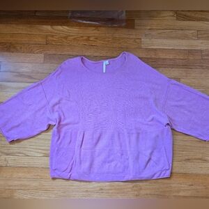 Pure Jill Cashmere Cotton Pink Knit Short sleeve Top Soft Romantic